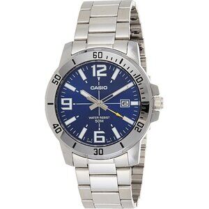 Casio Men's Diver Style Stainless Steel Watch, Blue Dial, Quartz, Model MTPVD01D